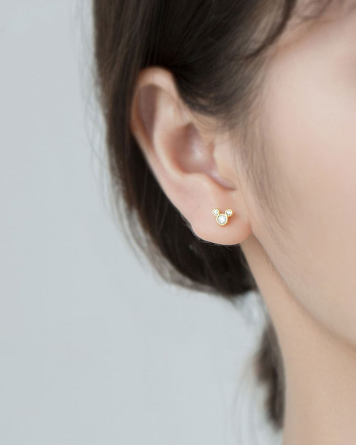 Diamante Mickey Stud Earrings