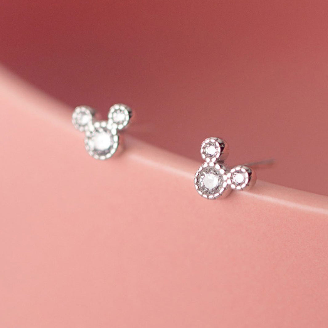 Diamante Mickey Stud Earrings