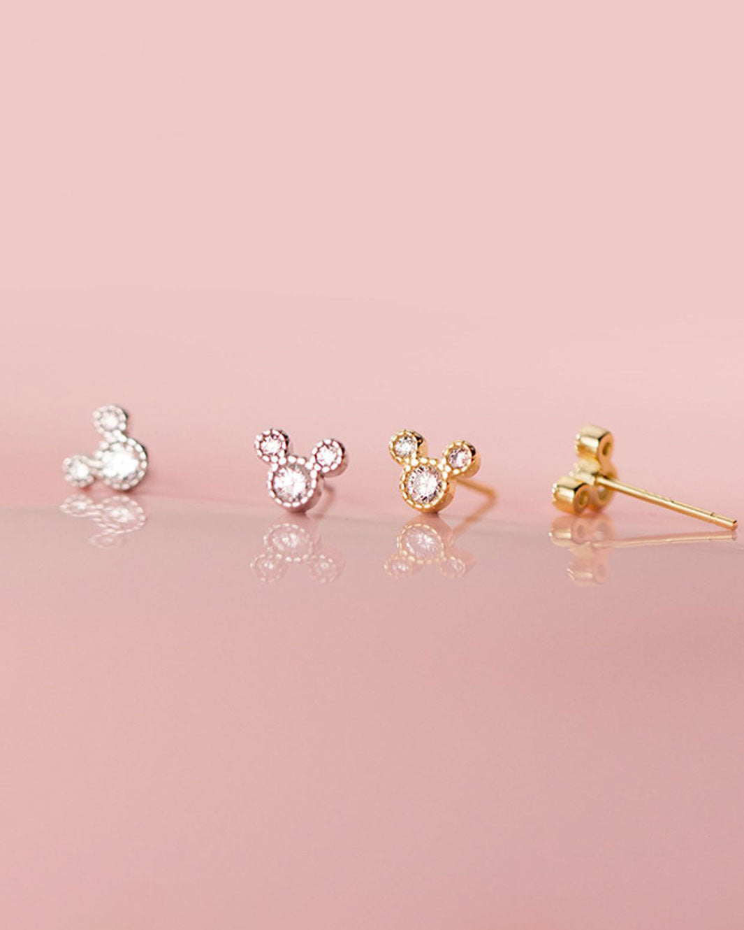 Diamante Mickey Stud Earrings