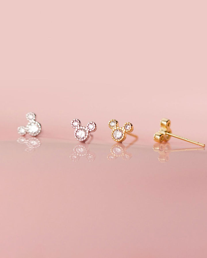 Diamante Mickey Stud Earrings