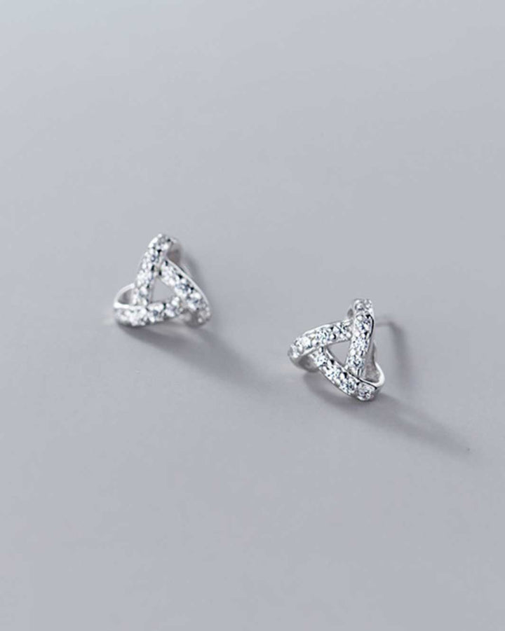 Diamante Triangle Knot Stud Earrings