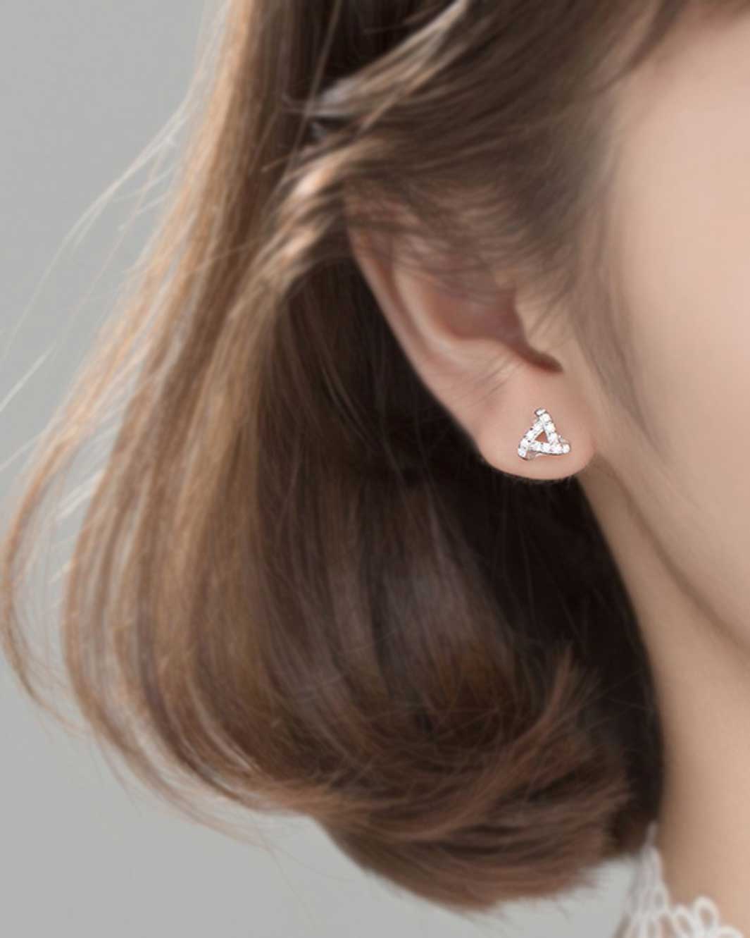 Diamante Triangle Knot Stud Earrings