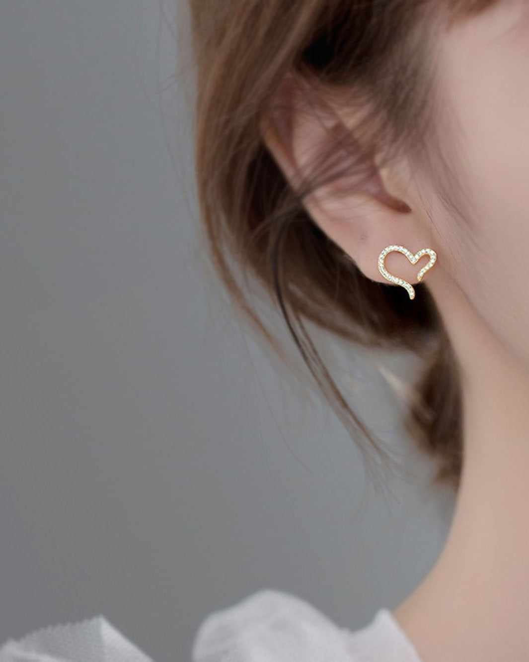 Esme Diamante Heart Stud Earrings