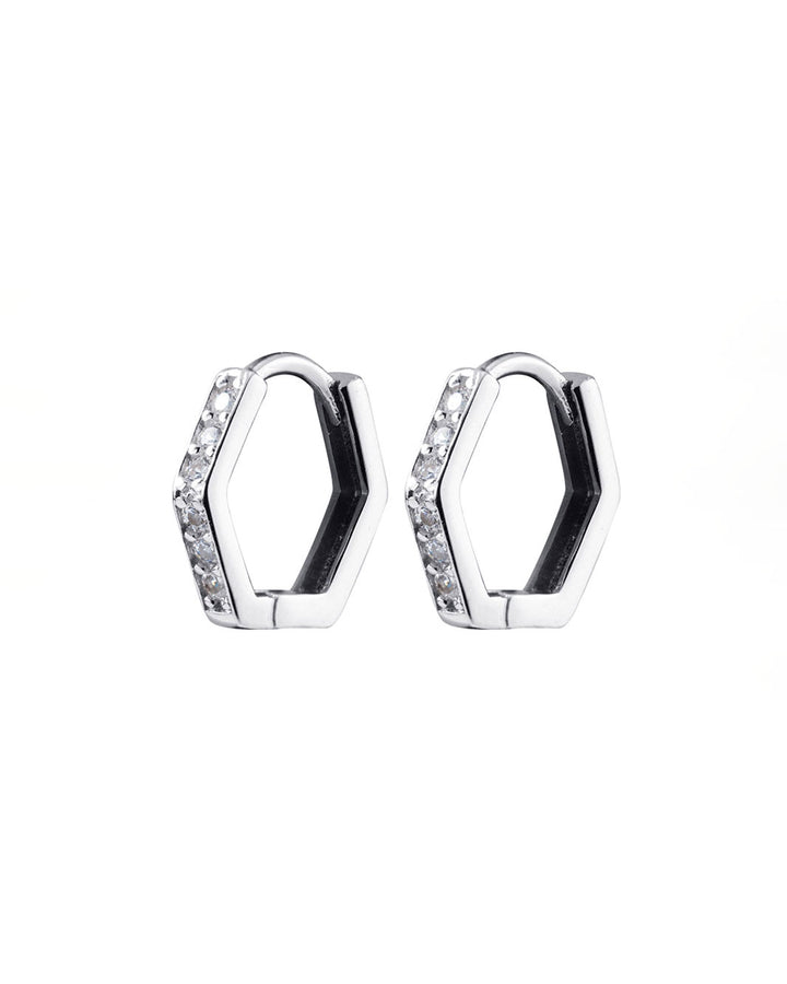 Diamante Hexagon Hoop Earrings