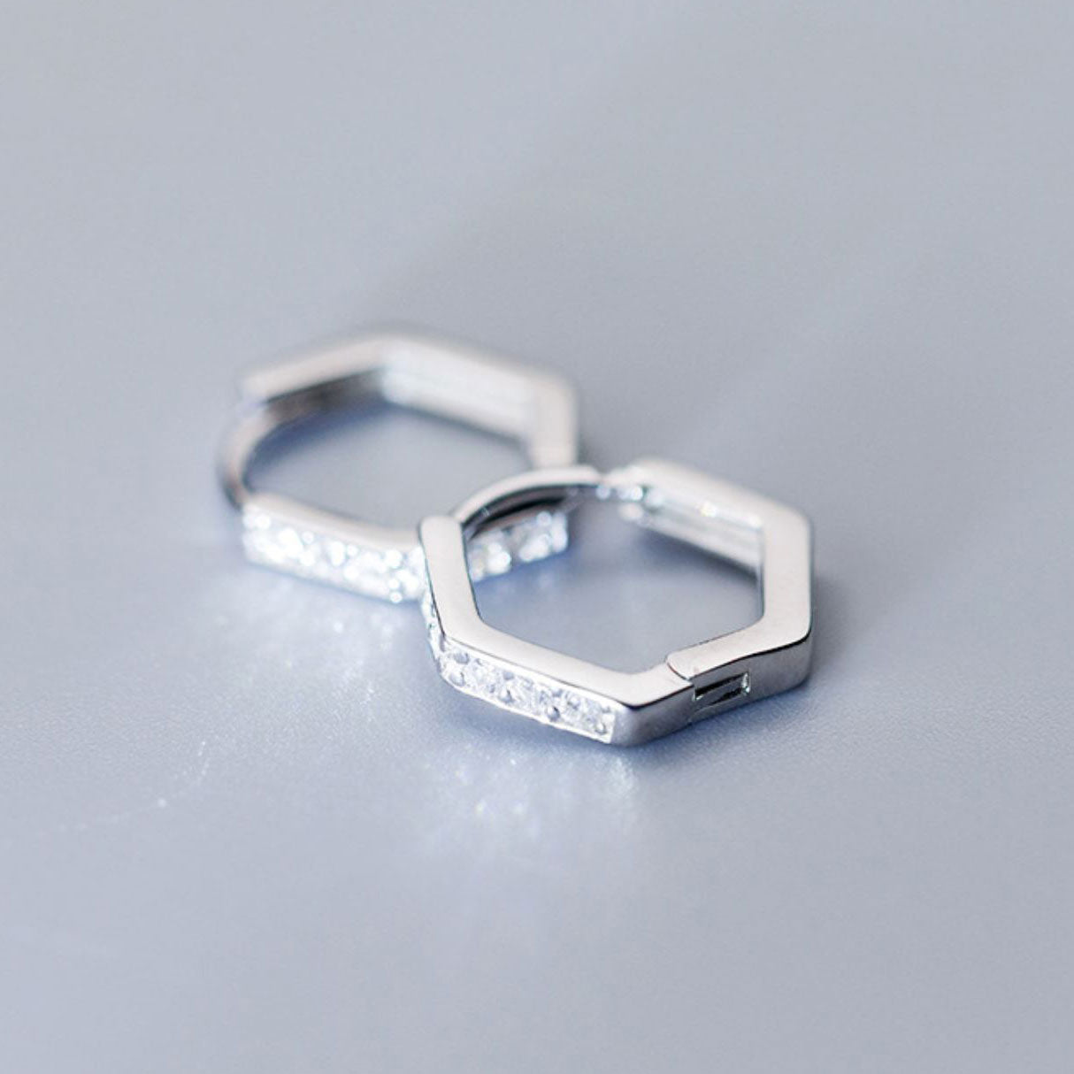 Diamante Hexagon Hoop Earrings