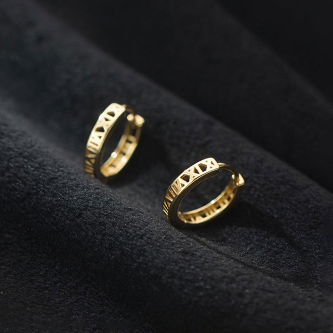 Roman Numeral Hoop Earrings