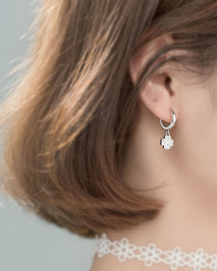 Diamante Four-leaf Clover Huggie Earrings
