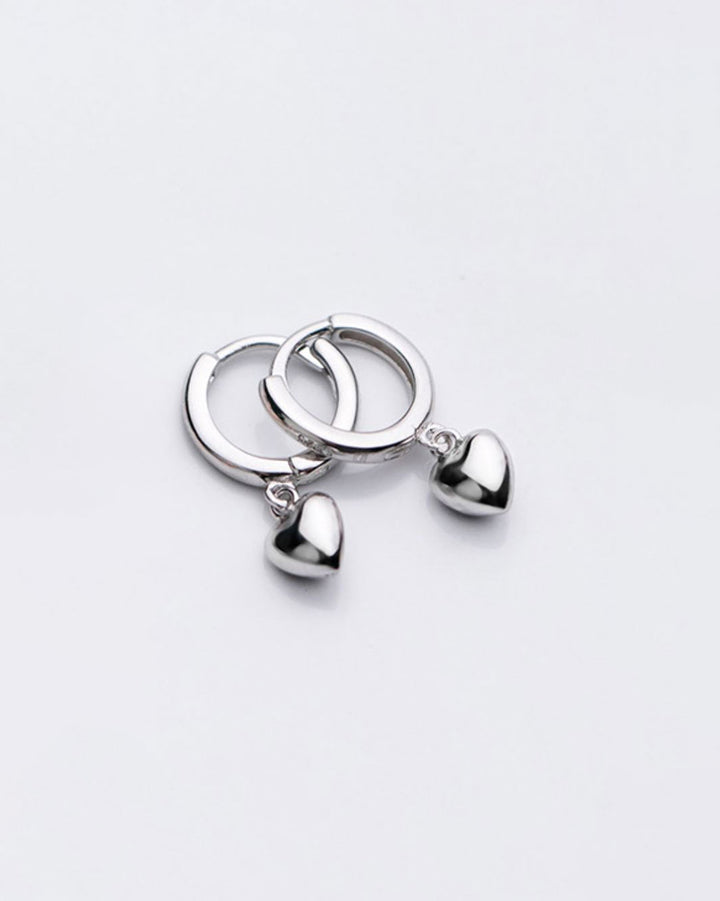 Heart Pendant Hoop Earrings