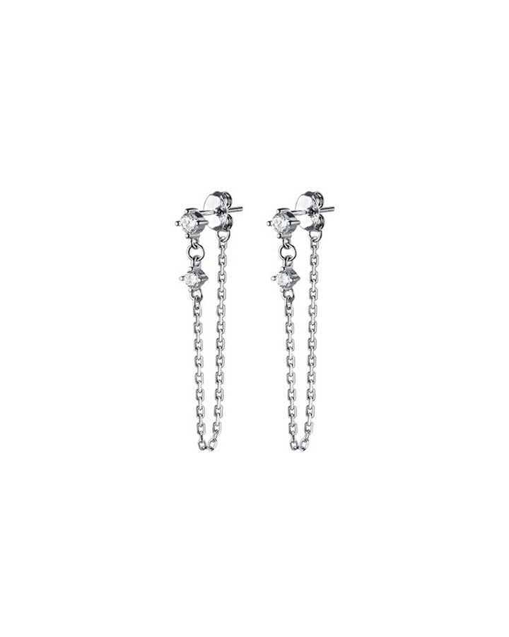 Diamond Charm Delicate Chain Drop Earrings