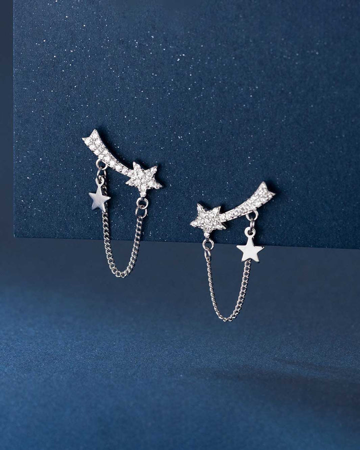 Diamond Shooting Star Drop Earrings