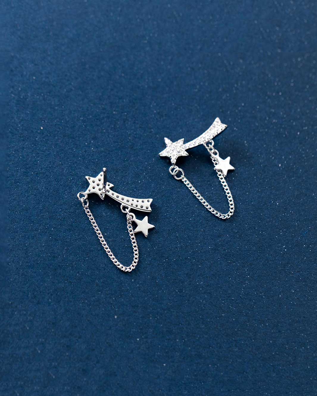 Diamond Shooting Star Drop Earrings