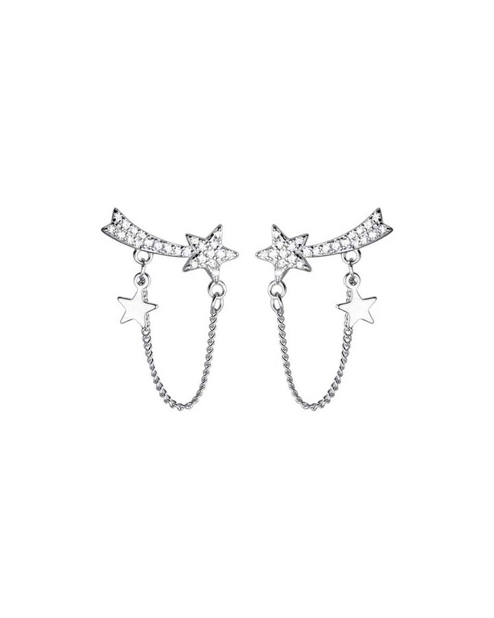 Diamond Shooting Star Drop Earrings