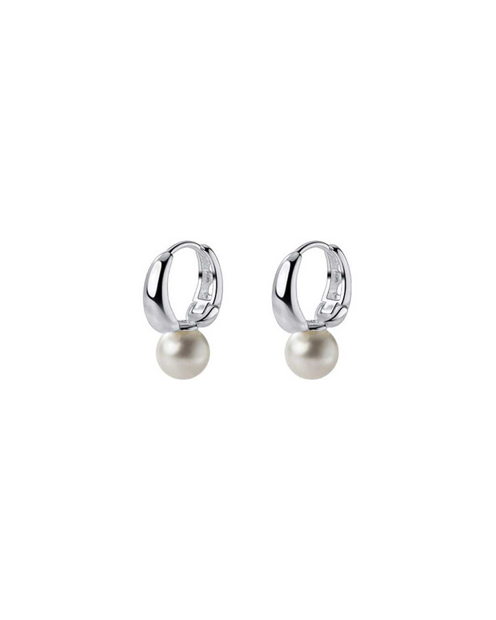 Pearl Charm Huggie Earrings