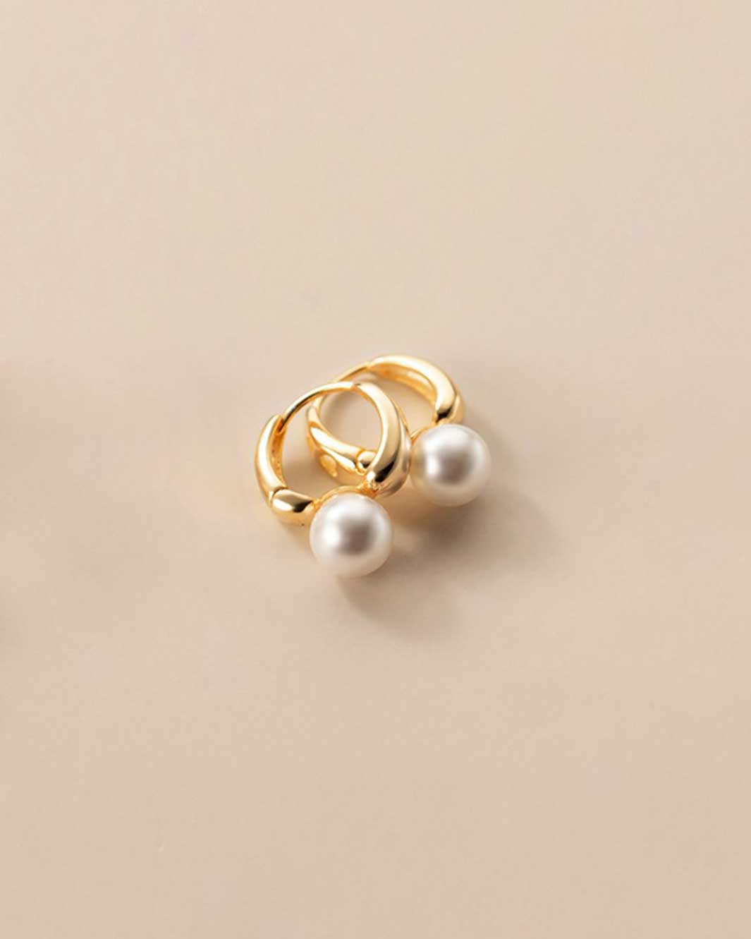 Pearl Charm Huggie Earrings
