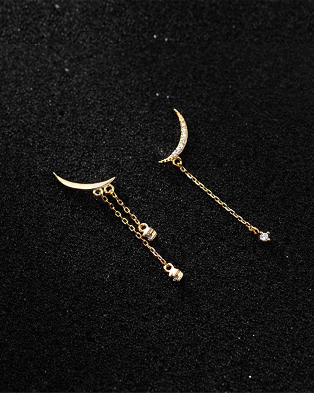 Helene Crescent Moon Drop Earrings