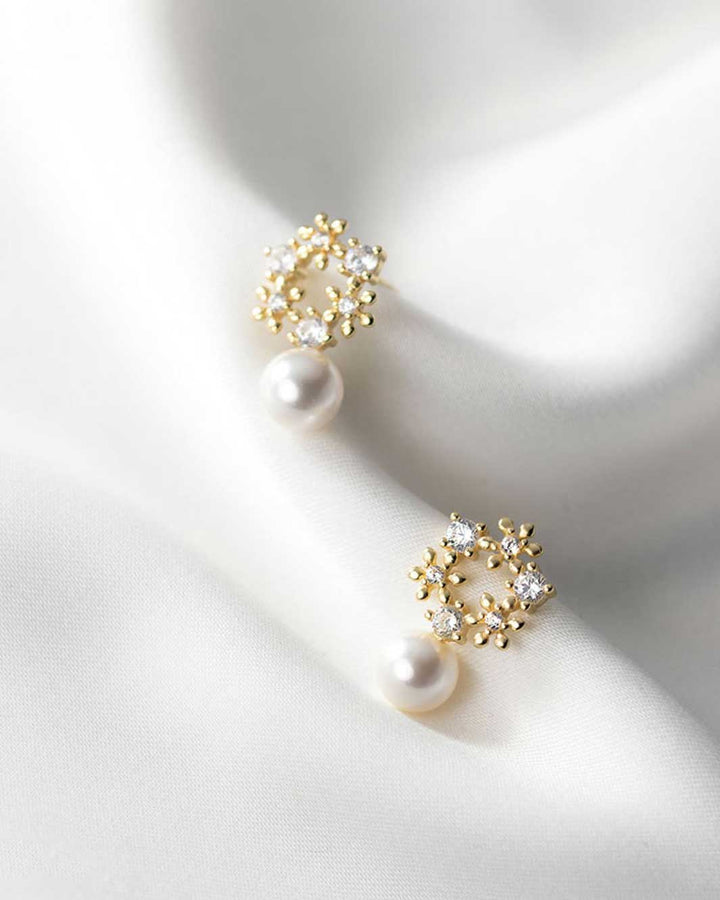 Floral Pearl Drop Earrings