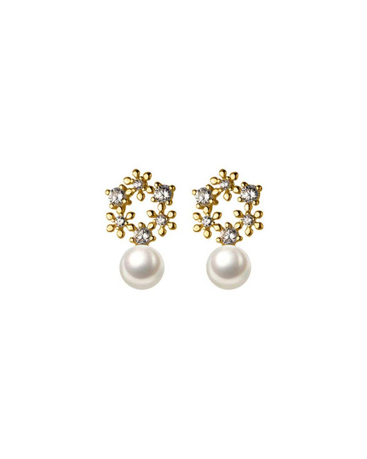 Floral Pearl Drop Earrings