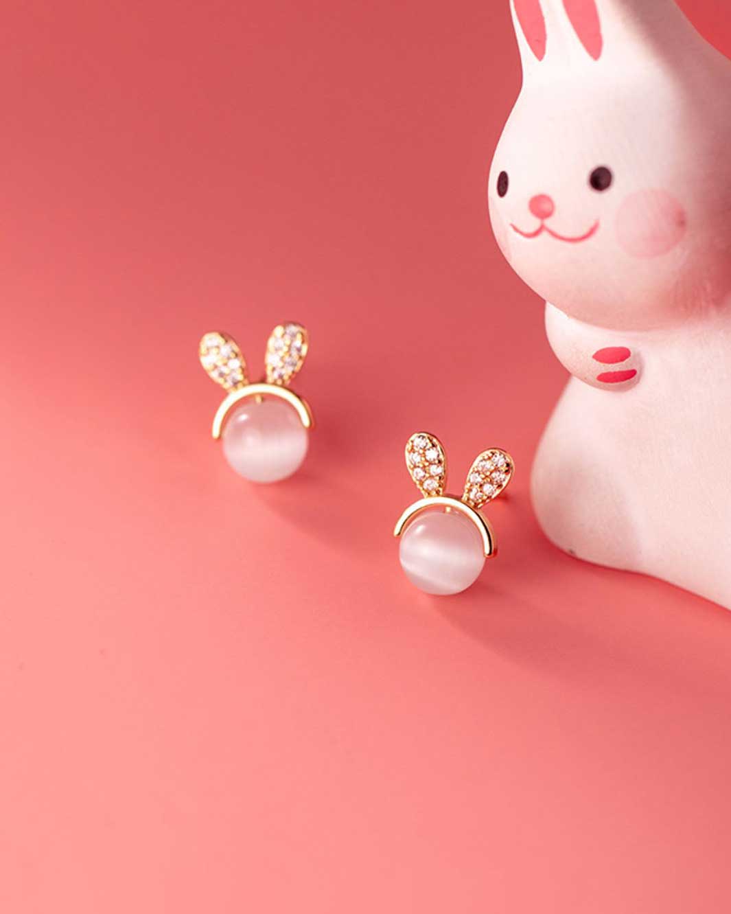 Opal Bunny Stud Earrings