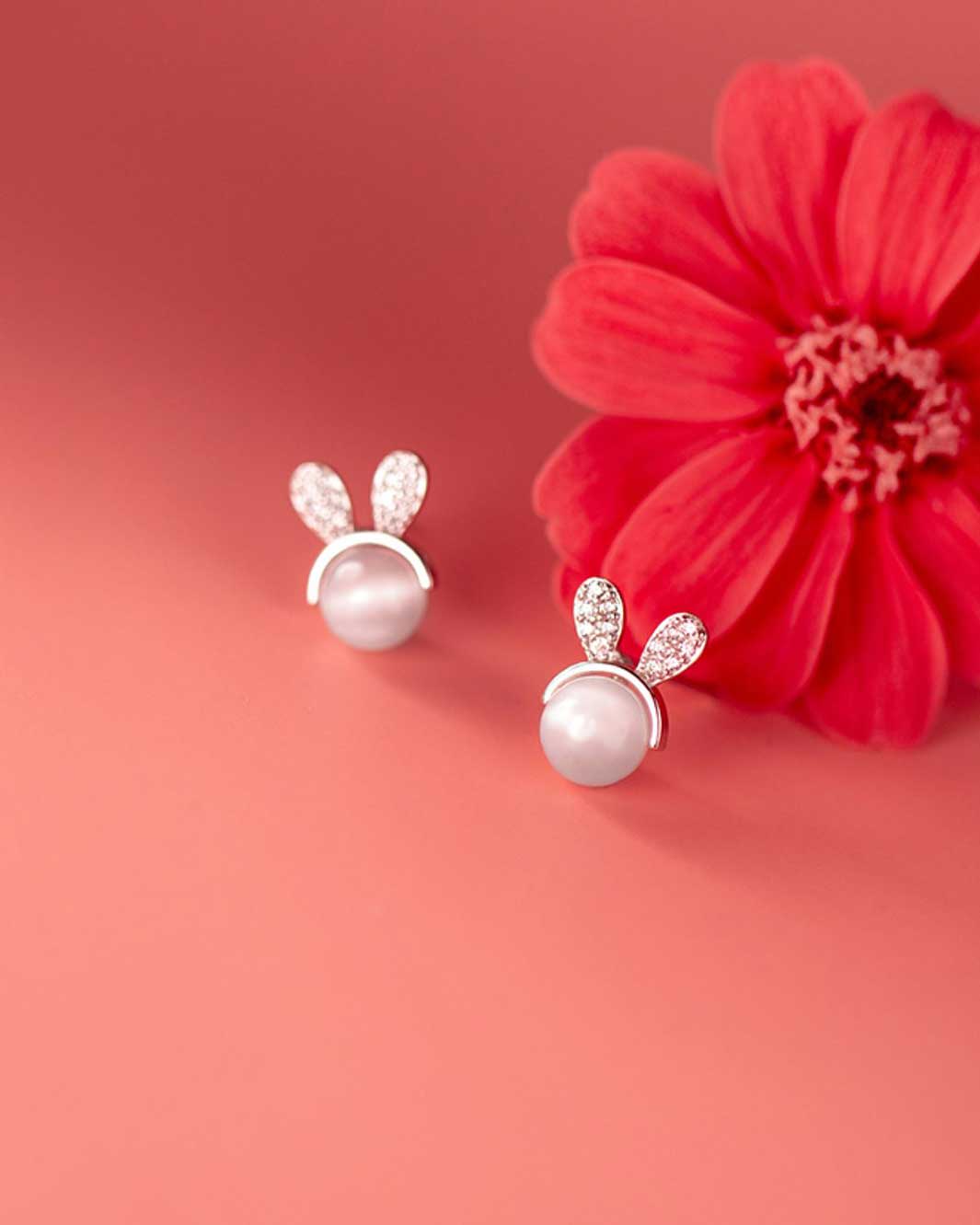 Opal Bunny Stud Earrings