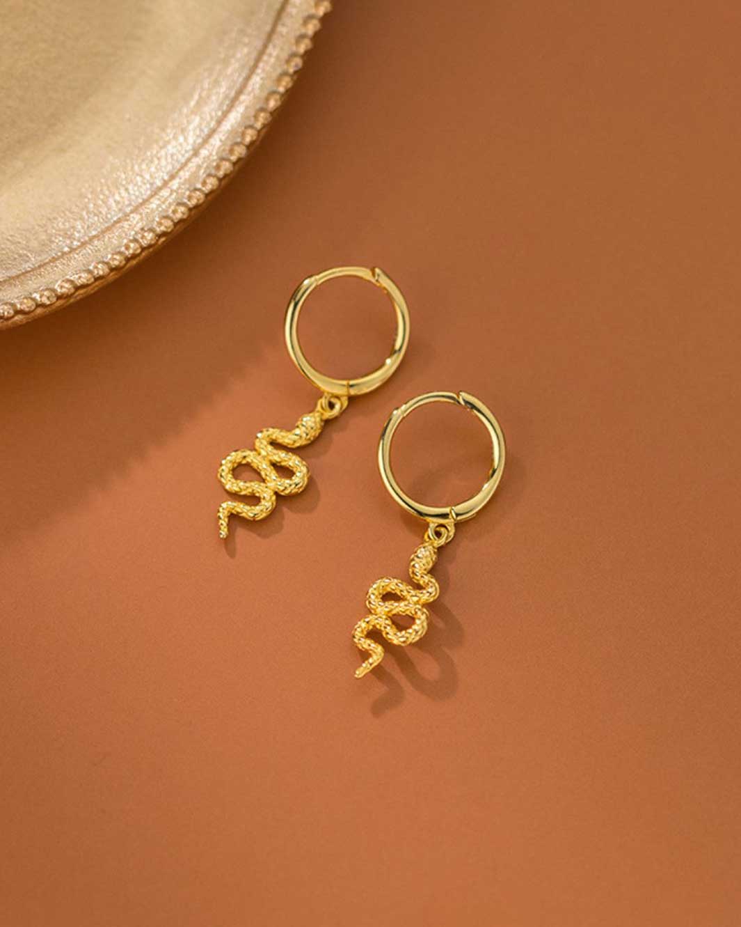 Serpentine Charm Huggie Earrings