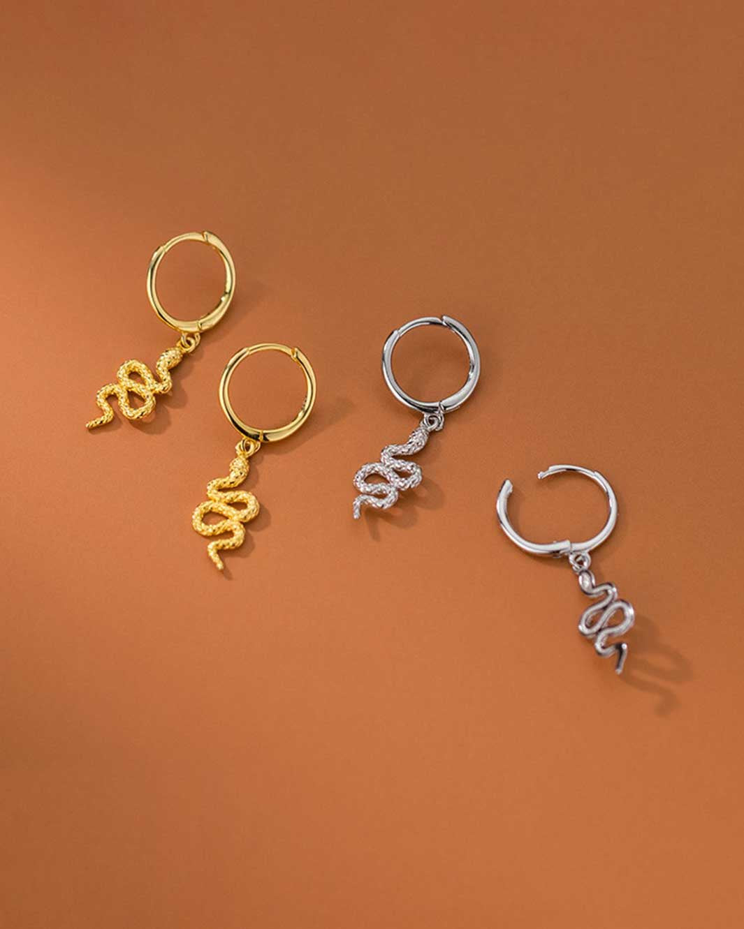 Serpentine Charm Huggie Earrings