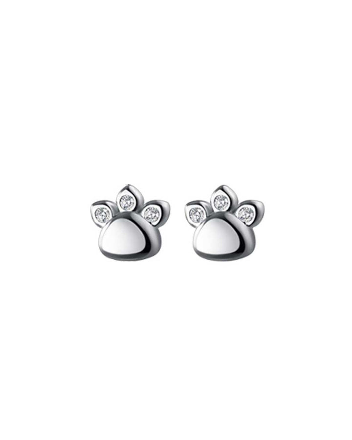 Paw Print Barbell Stud Earrings