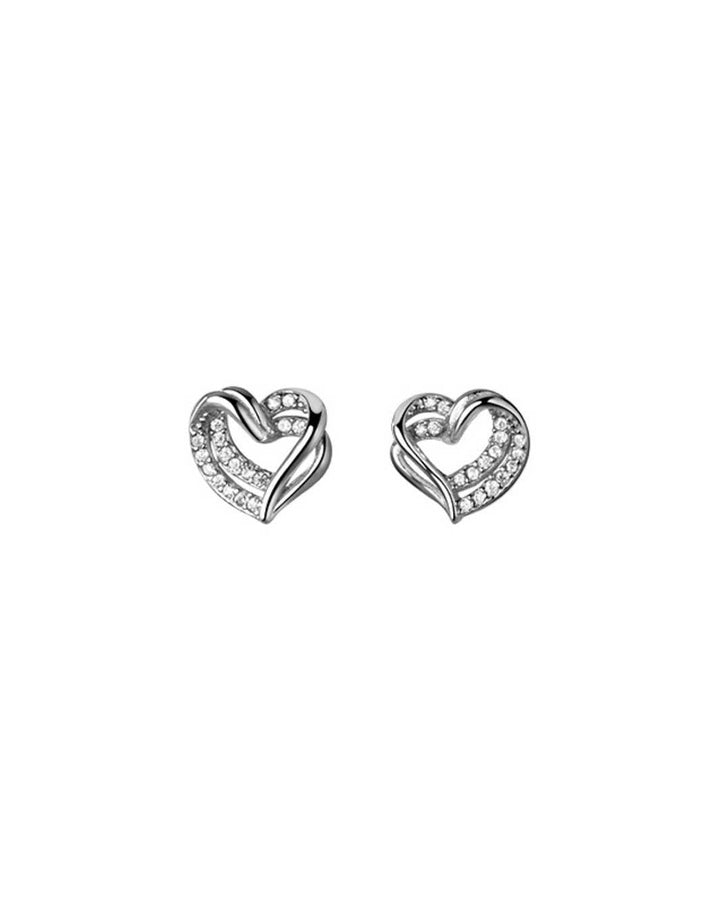 Diamante Twisted Heart Stud Earrings