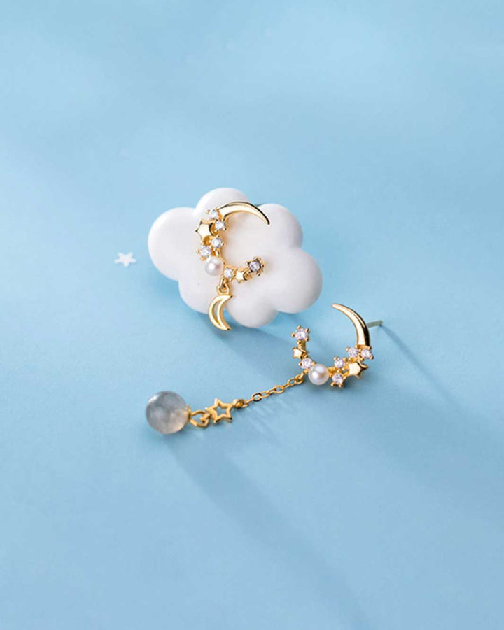 Waning Moon Mismatch Drop Earrings