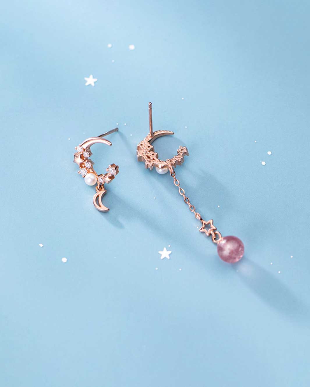 Waning Moon Mismatch Drop Earrings