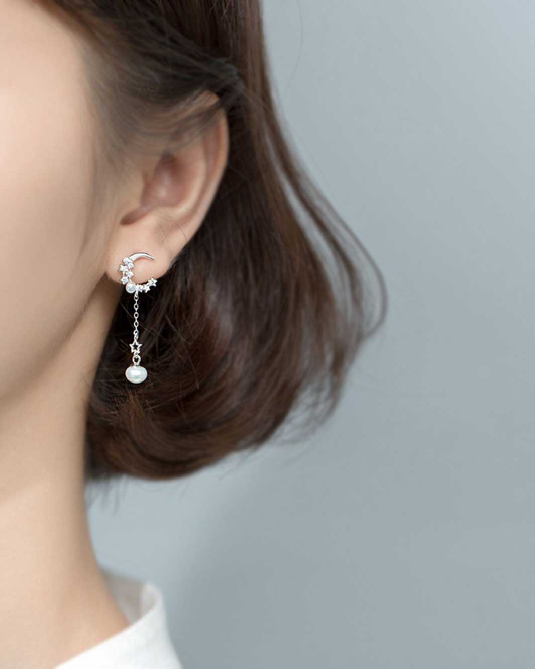 Waning Moon Mismatch Drop Earrings