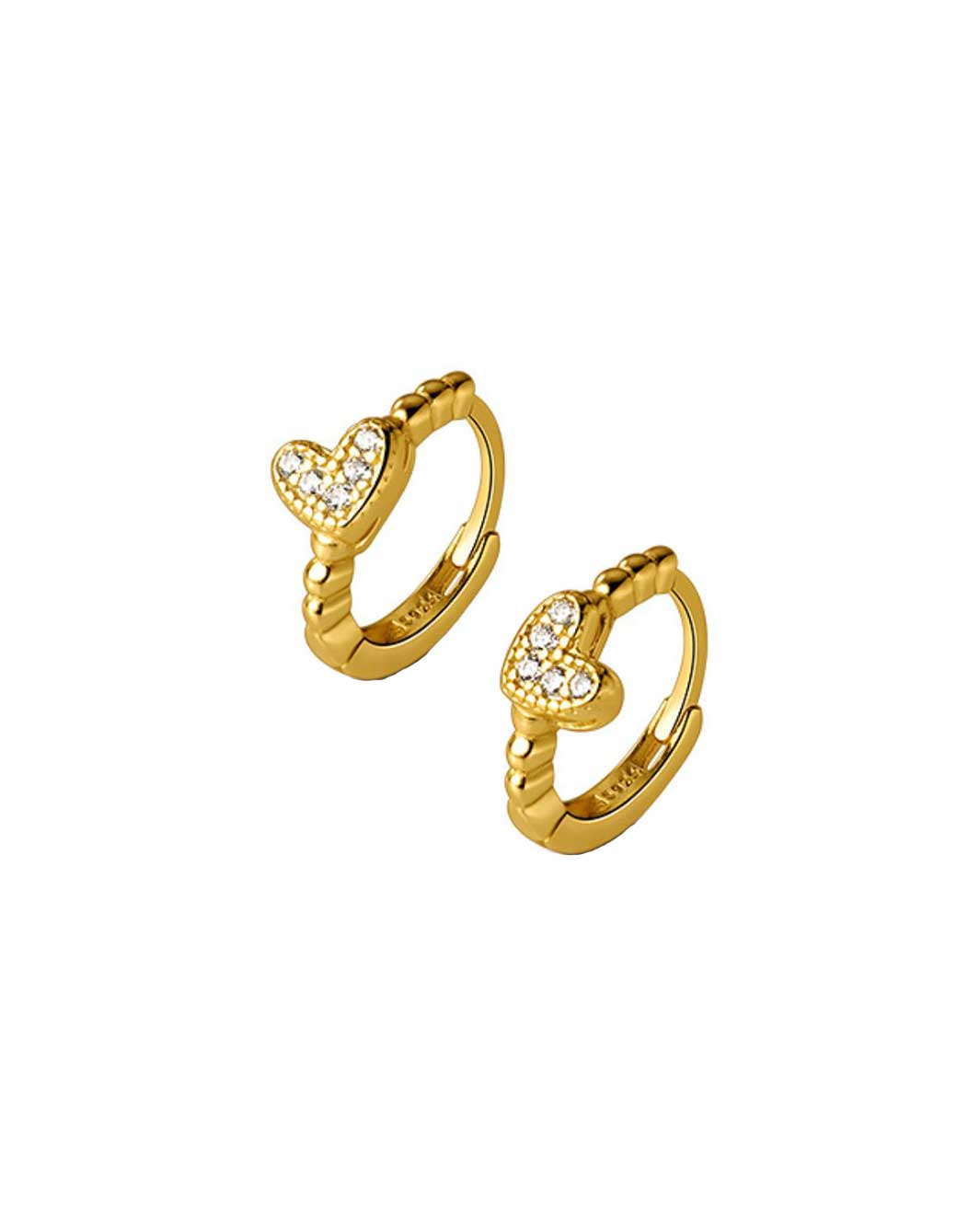 Diamante Heart Charm Huggie Earrings