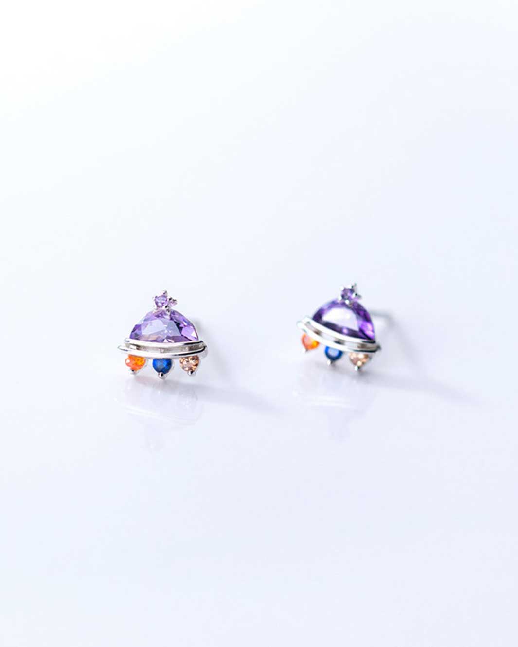 Gemstone UFO Stud Earrings