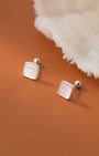Mother of Pearl Square Barbell Earrings