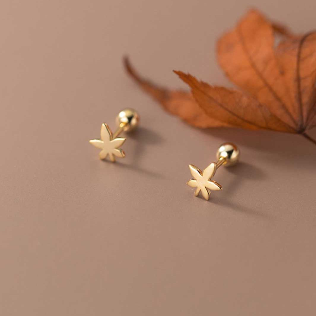 Maple Leaf Barbell Earrings