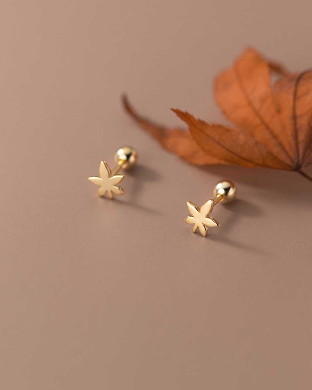 Maple Leaf Barbell Earrings