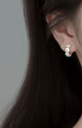 White Daisies Hoop Earrings