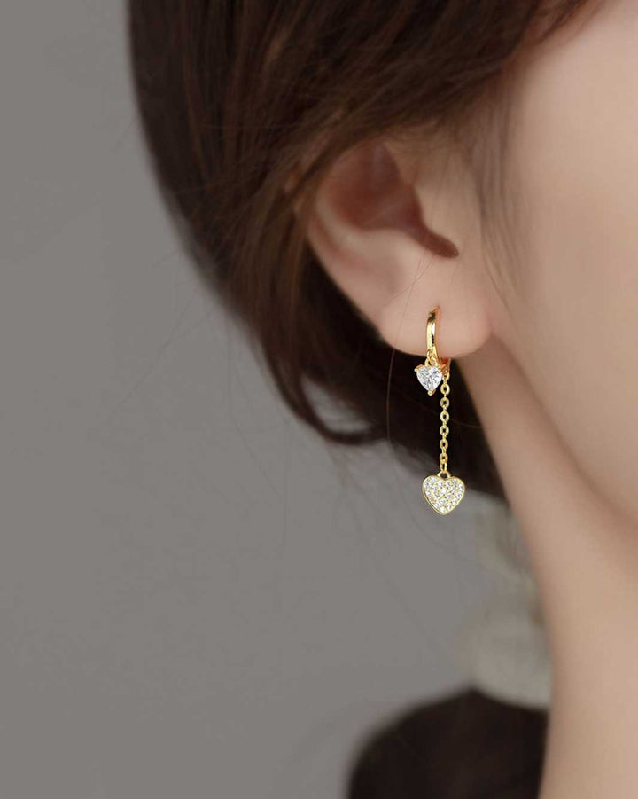 Isabella Diamante Heart Huggie Earrings
