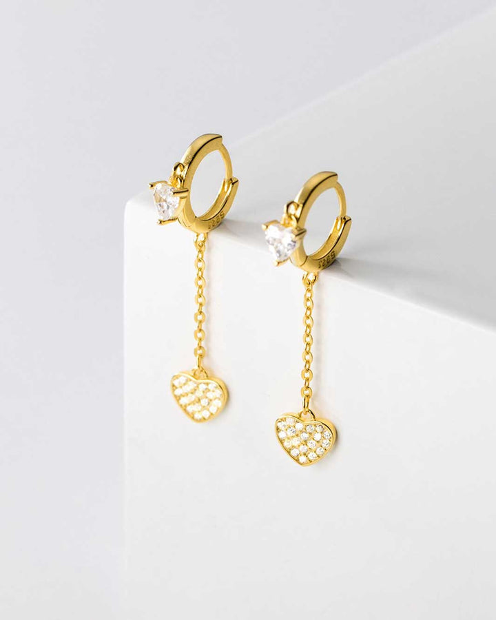 Isabella Diamante Heart Huggie Earrings