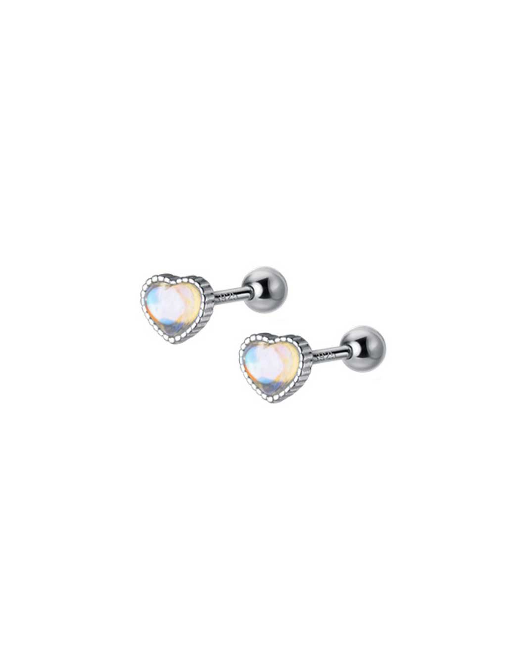 Glass Heart Barbell Earrings