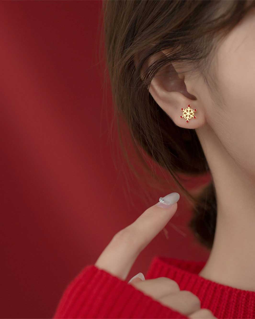 Christmas Tree and Snowflake Stud Earrings