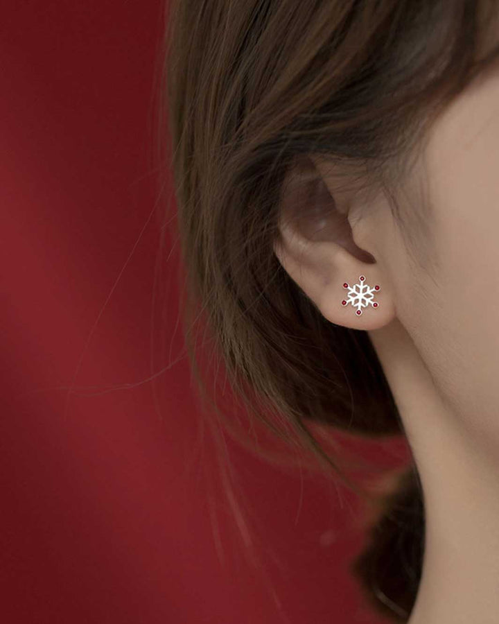 Christmas Tree and Snowflake Stud Earrings