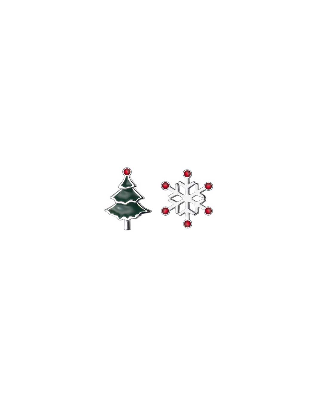 Christmas Tree and Snowflake Stud Earrings