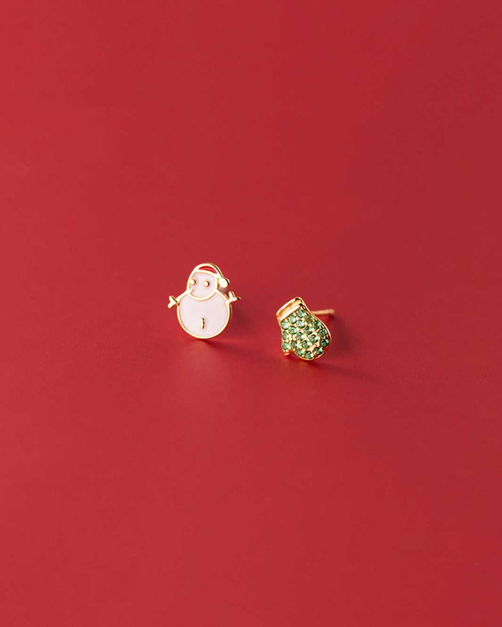 Snowman and Mitten Stud Earrings