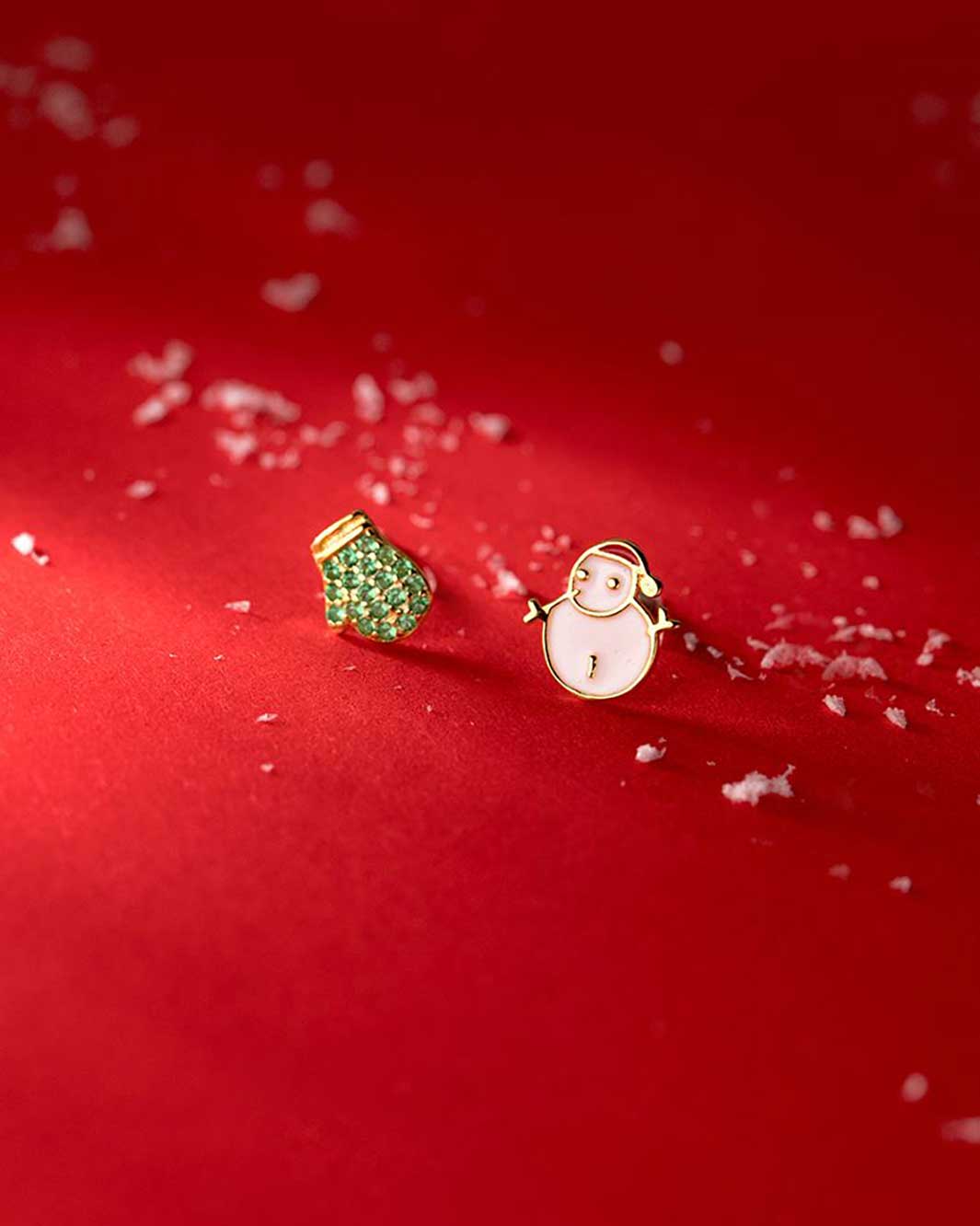 Snowman and Mitten Stud Earrings
