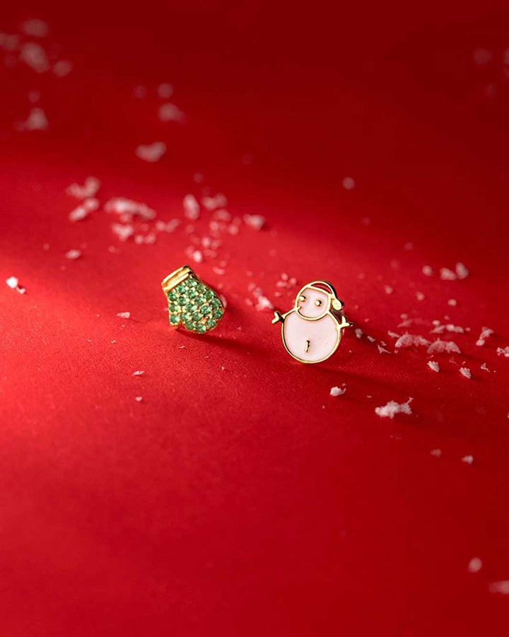 Snowman and Mitten Stud Earrings