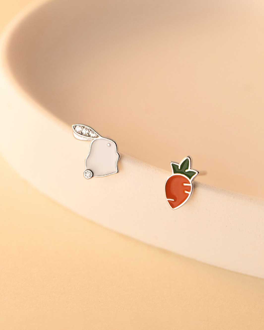 Chubby Bunny and Carrot Stud Earrings