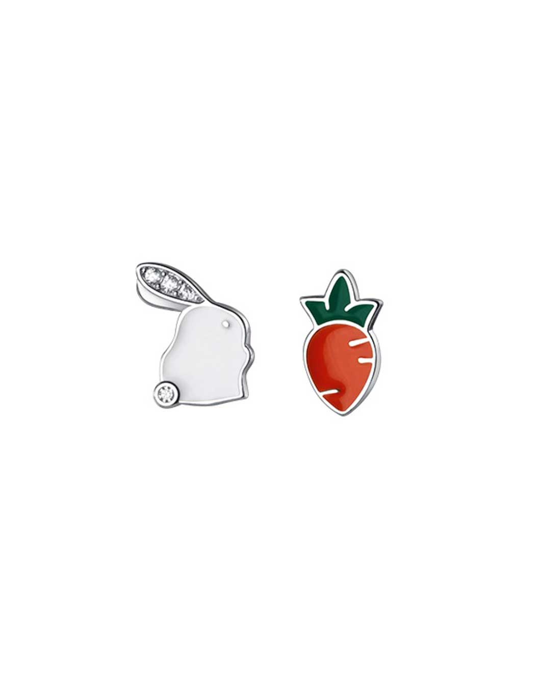 Chubby Bunny and Carrot Stud Earrings