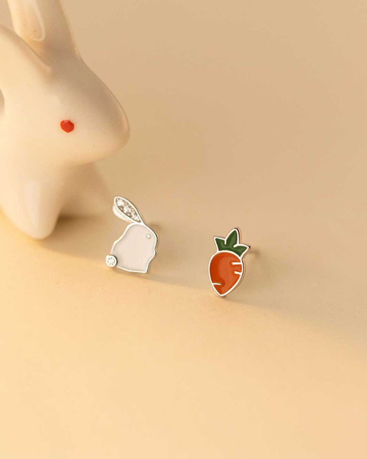 Chubby Bunny and Carrot Stud Earrings