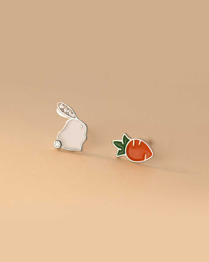 Chubby Bunny and Carrot Stud Earrings