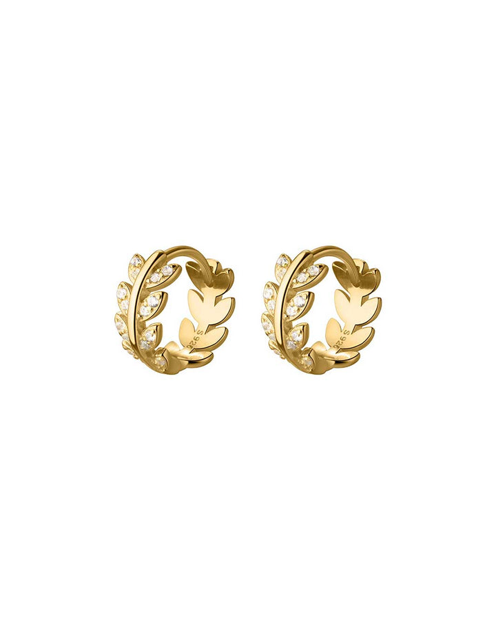 Diamante Leafy Hoop Earrings